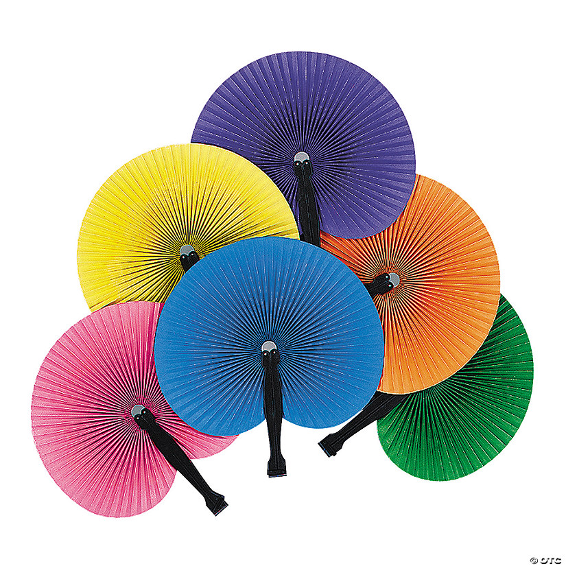 Colorful Folding Hand Fans - 12 Pc. Image