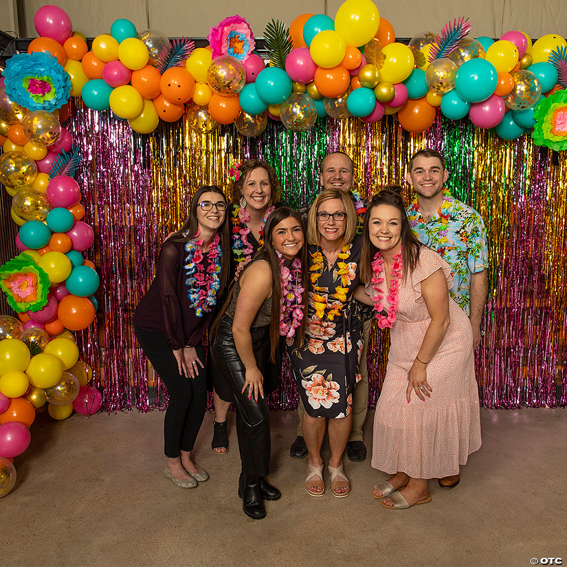 Colorful Luau Balloons & Fringe Backdrop Decorating Kit - 530 Pc. Image