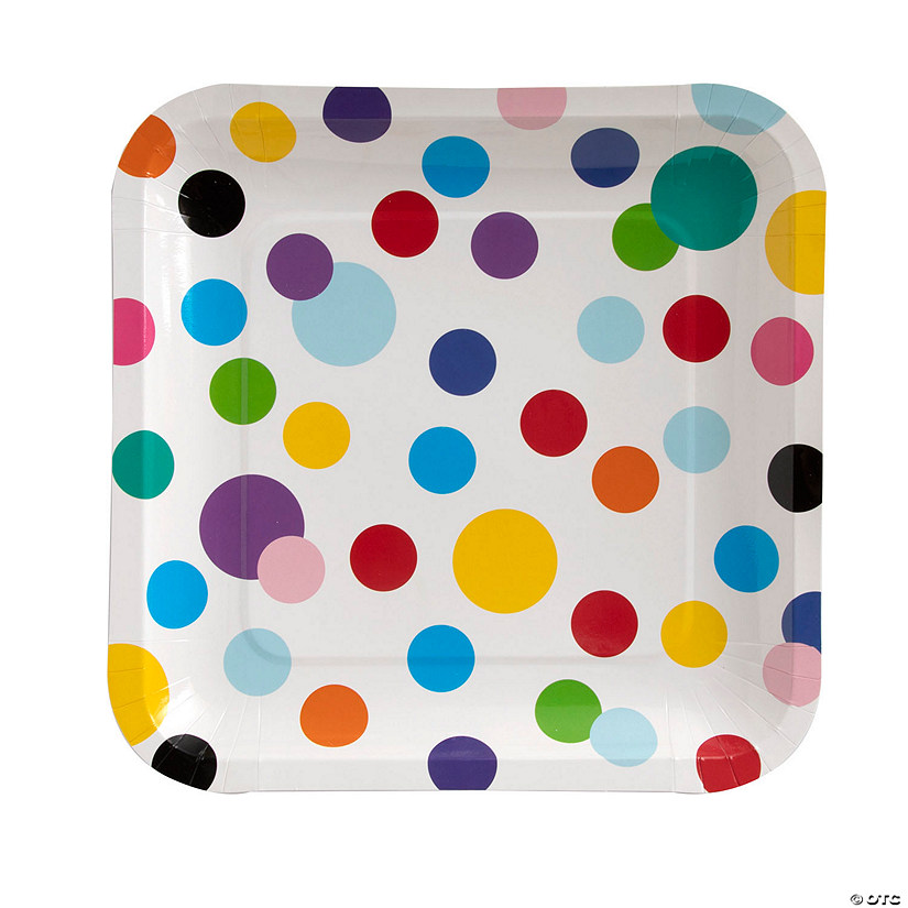 Colorful Polka Dot Paper Dinner Plates - 8 Ct. Image