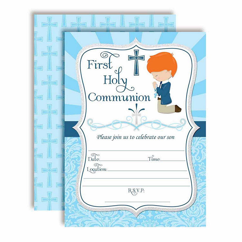 Communion Boy Red Hair Party Invitations 40pc. by AmandaCreation Image