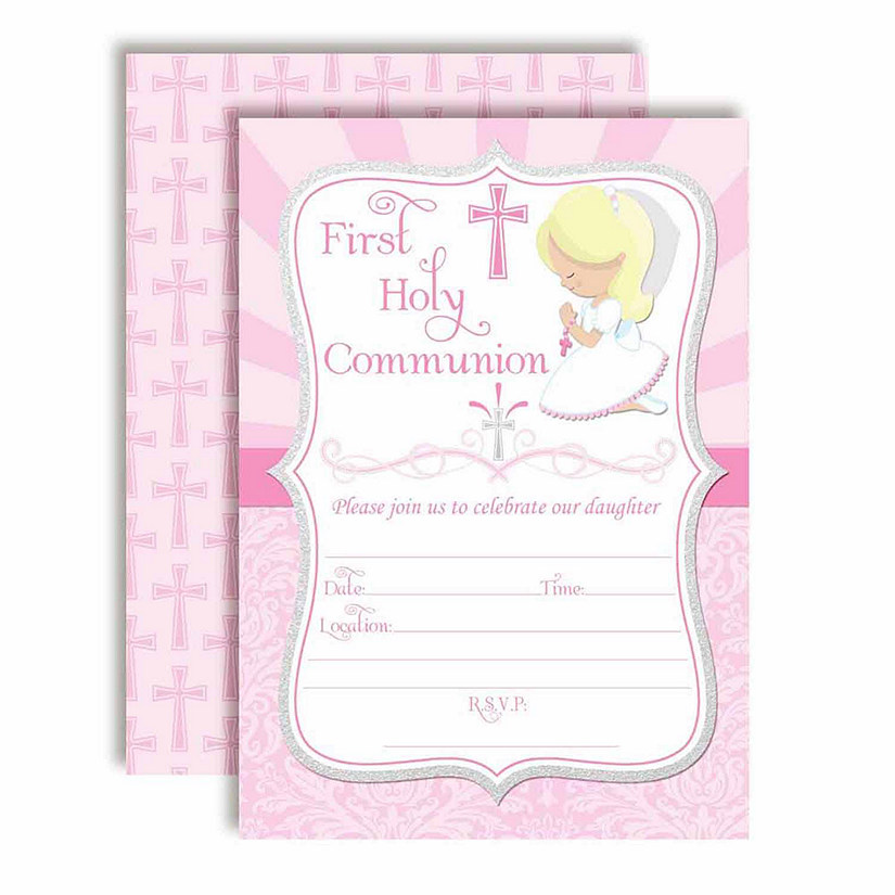 Communion Girl Blonde Hair Party Invitations 40pc. by AmandaCreation Image