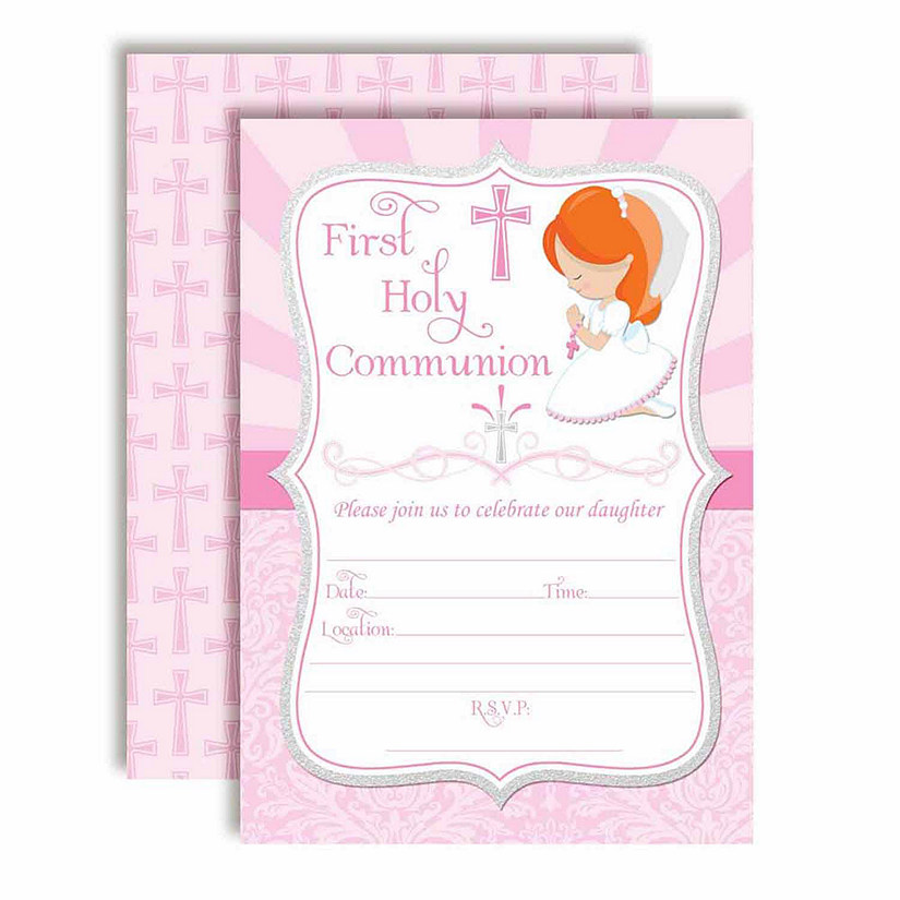 Communion Girl Red Hair Party Invitations 40pc. by AmandaCreation Image