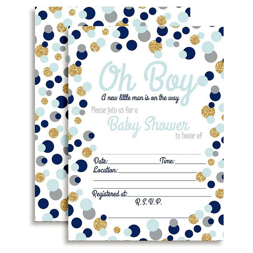 Confetti Boy Baby Invitations 40pc. by AmandaCreation Image