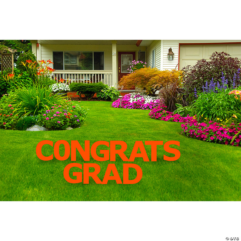Congrats Grad Orange Yard Letters Sign Image