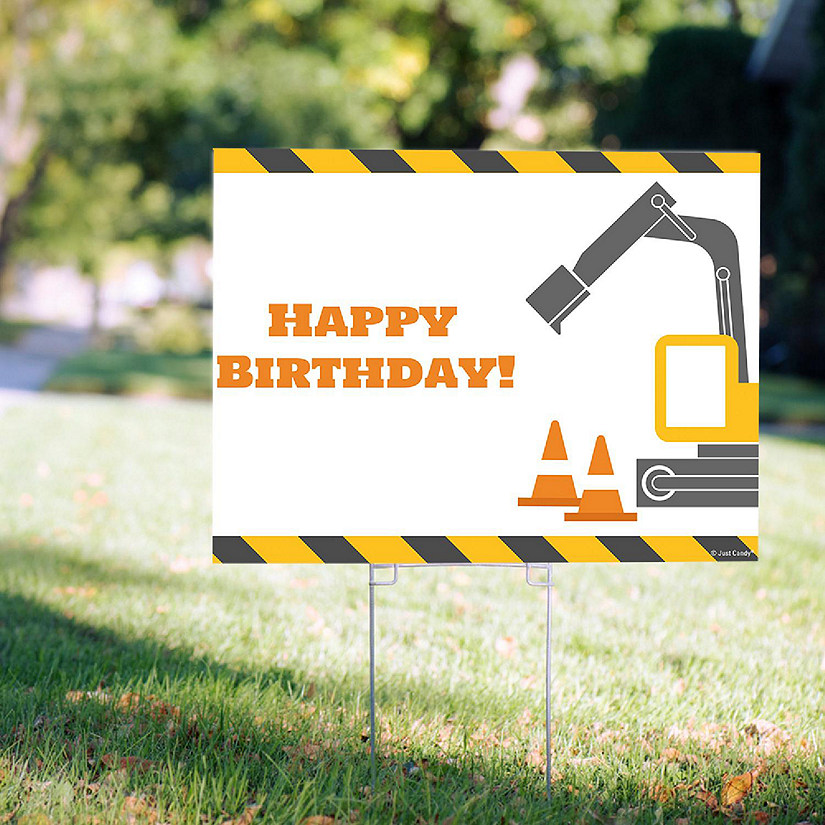 Construction Birthday Party Yard Signs (18" x 24") Kid's Party Decorations - Stakes Included Image