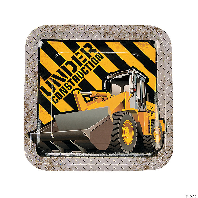 Construction Zone Party Paper Dinner Plates - 8 Ct. Image