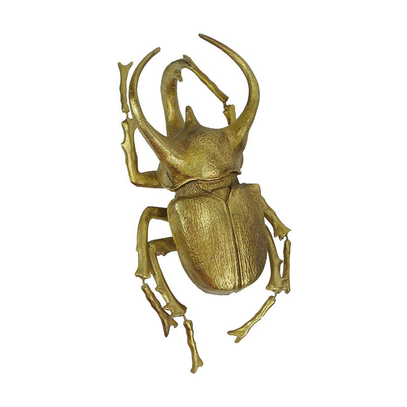 Contrast Resin Gold Rhino Beetle Painted Sculpture Wall Art Home Decor Hanging Statue Image
