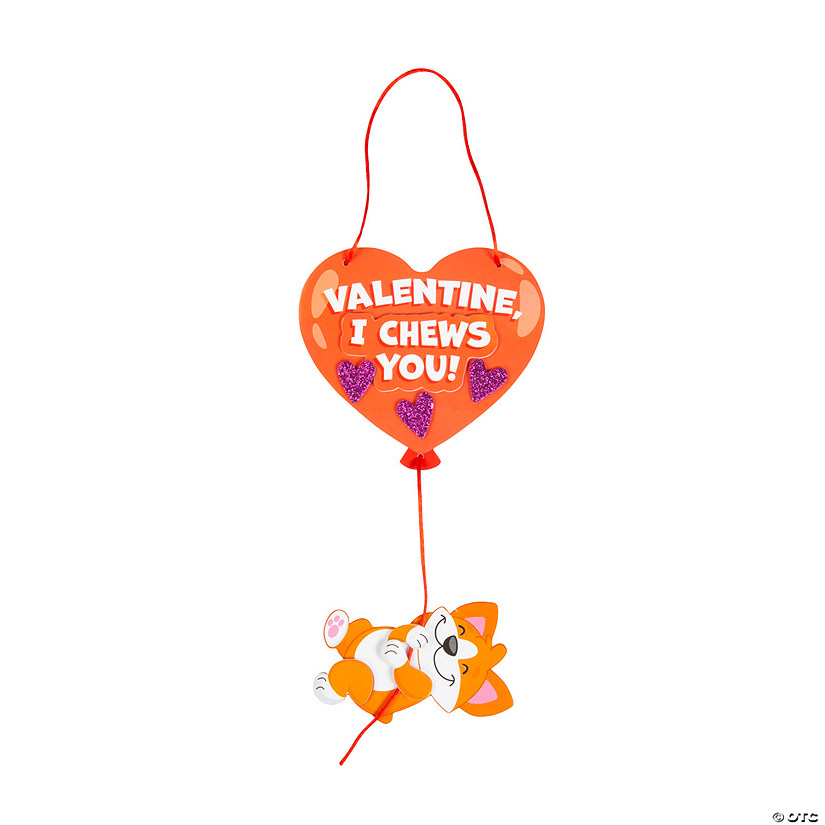 Corgi on Valentine Heart Balloon Sign Craft Kit - Makes 12 Image
