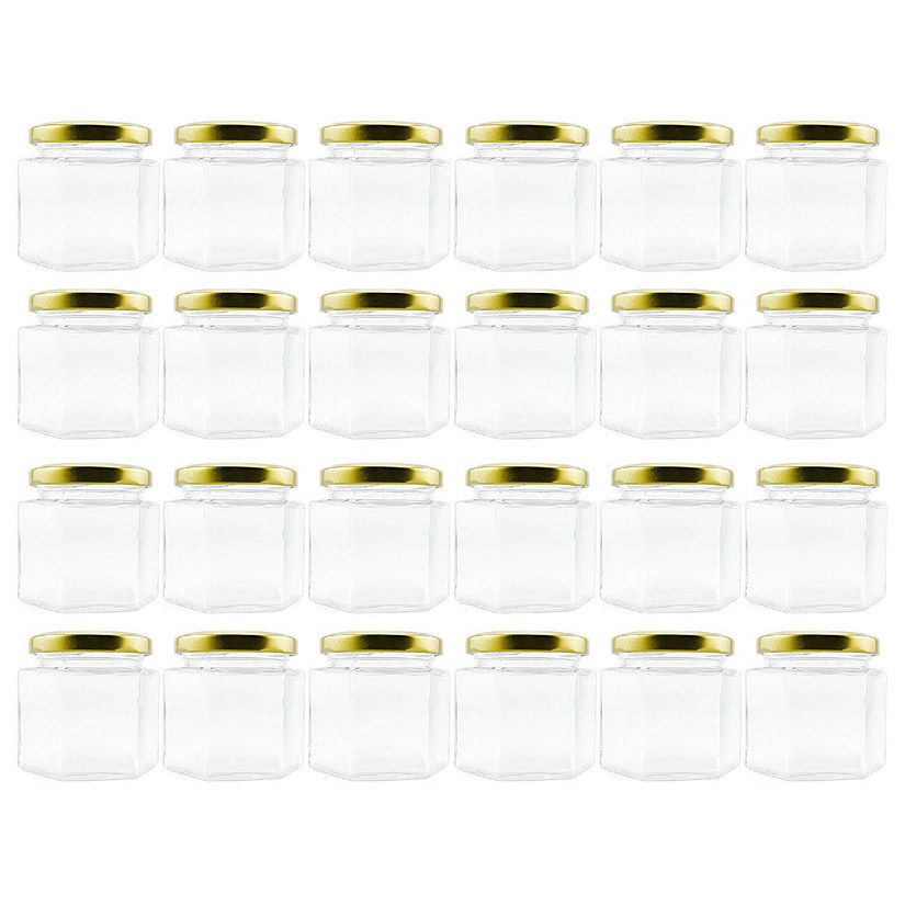 Cornucopia 4-Ounce Hexagon Jars (24-Pack); Clear Glass Bottles for Spices, Party Favors, Jams Etc Image