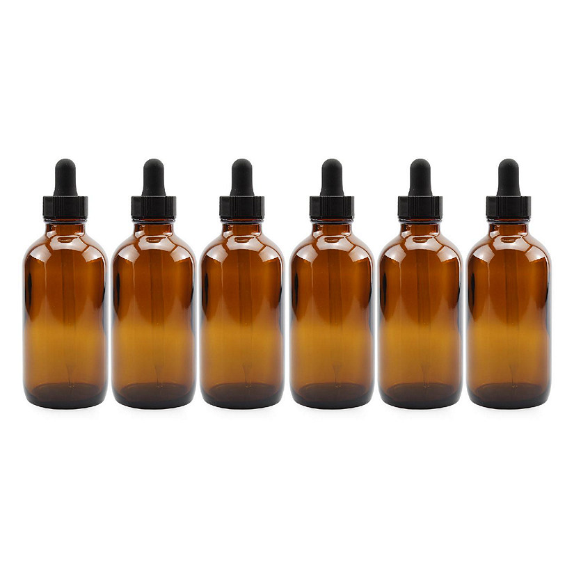 Cornucopia 4oz Amber Glass Dropper Bottles (6-Pack), Refillable Glass Bottles for Essential Oils, Cosmetics, and Cooking Image