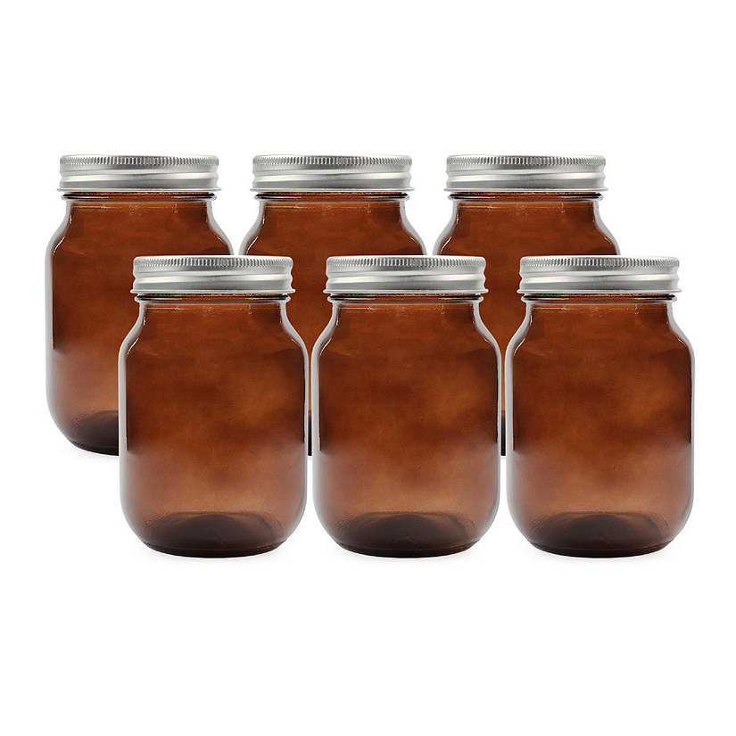 Cornucopia Amber Glass Mason Jars (6-Pack, Pint Size); 16oz Colored Glass Canning and Apothecary Jars Image