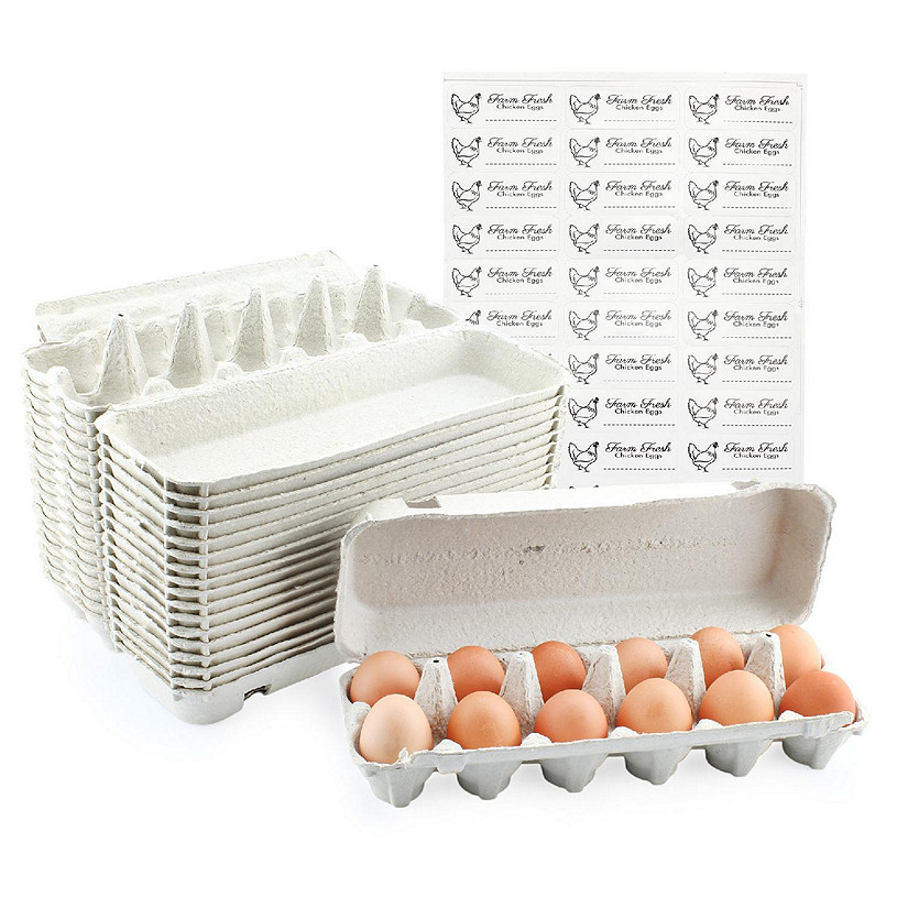 Cornucopia Cardboard Egg Cartons (18-Pack); Each for One Dozen, Eco-friendly Recycled Material Biodegradable 12-count Egg Cartons w/Labels Image