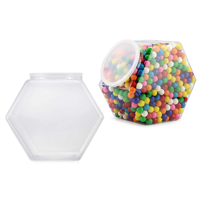 Cornucopia Gallon Plastic Container Candy Jars (2-Pack); Hexagon Shaped Countertop Display Containers; Cookie and Snack Storage Image