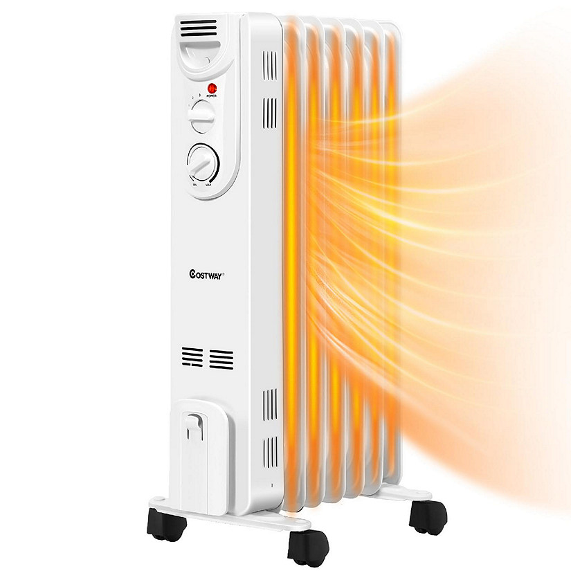Costway 1500W Electric Indoor Oil Heater W/3 Heat Settings & Safe Protection for Home Image