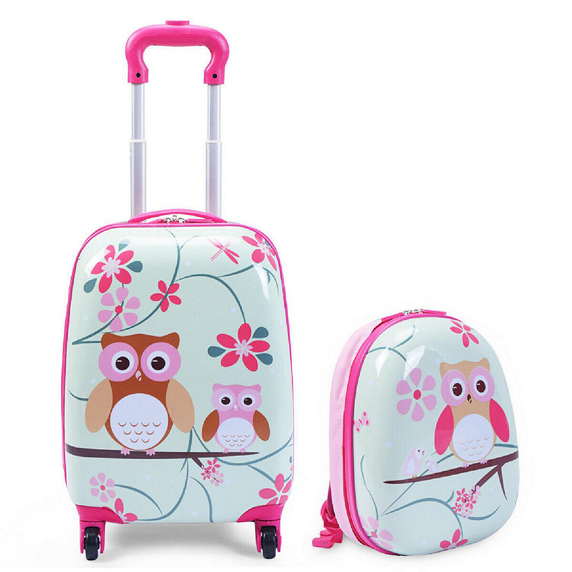 Costway 2Pcs 12'' 16'' Kids Luggage Set Suitcase Backpack School Travel Trolley ABS Image