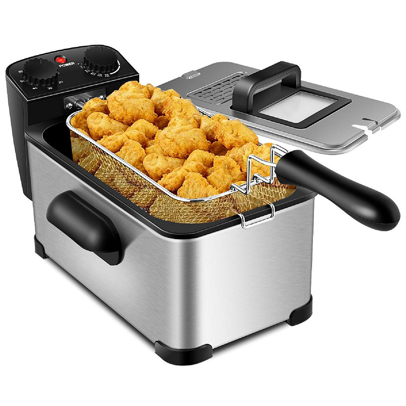 Costway 3.2 Quart Electric Deep Fryer 1700W Stainless Steel Timer Frying Basket Image