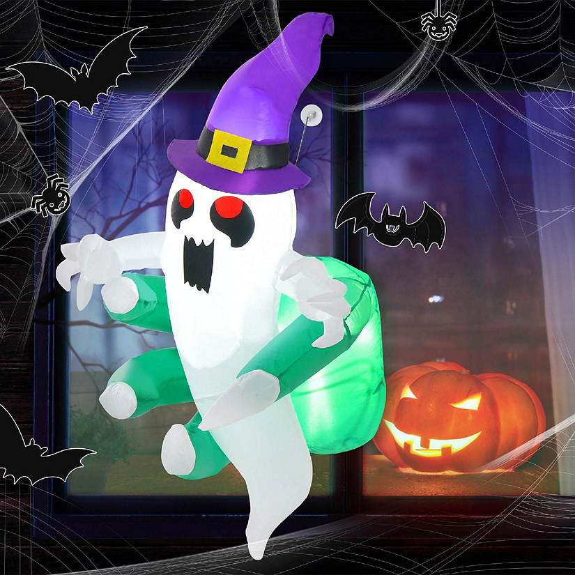 Costway 3.6' Halloween Inflatable Ghost Indoor Outdoor Blow Up Flying Halloween Decor Image
