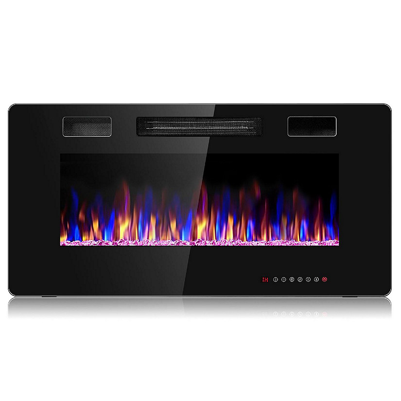 Costway 36'' Electric Fireplace Recessed Ultra Thin Wall-Mounted Heater w/Multicolor Flame Image