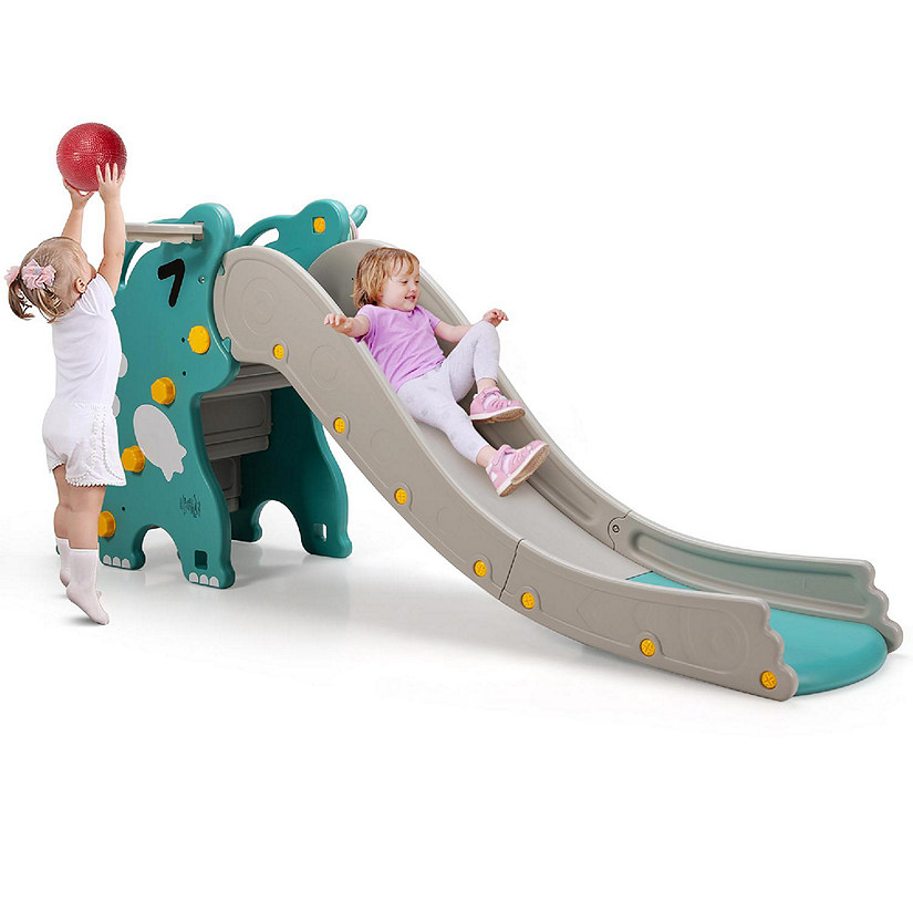 Costway 4 in 1 Kids Climber Slide Play Set w/Basketball Hoop & Toss Toy Indoor & Outdoor Image