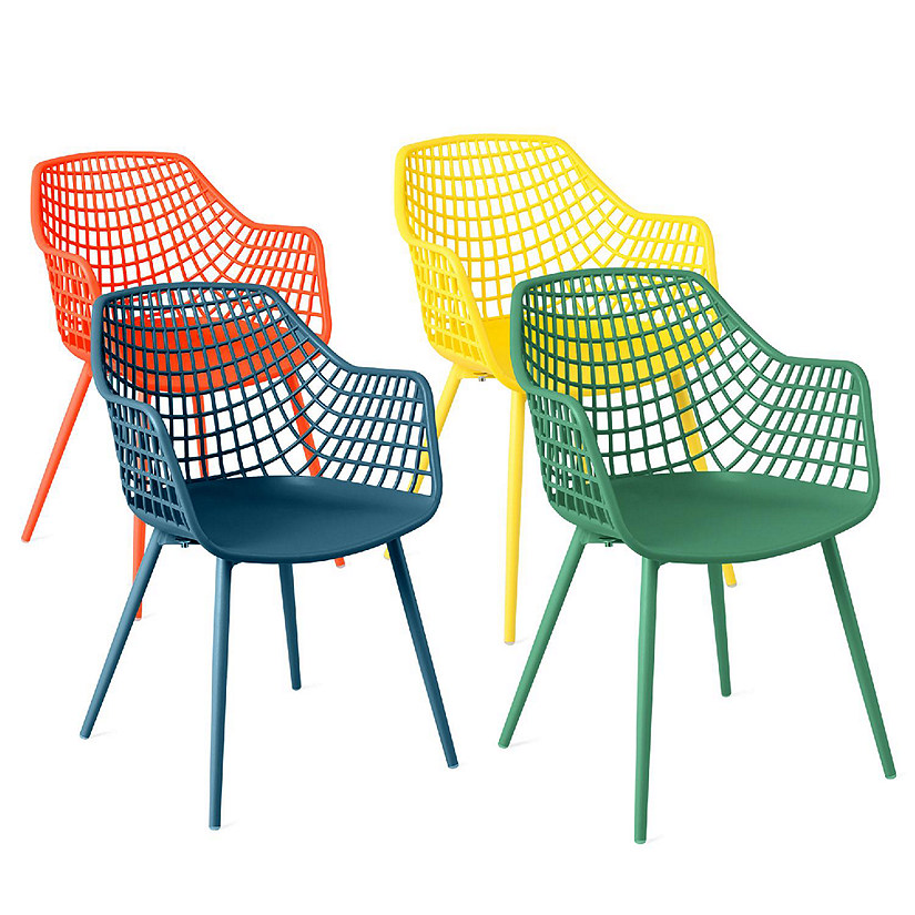 Costway 4 PCS Kids Chair Set Child-Size Chairs with Metal Legs Toddler Furniture Colorful Image