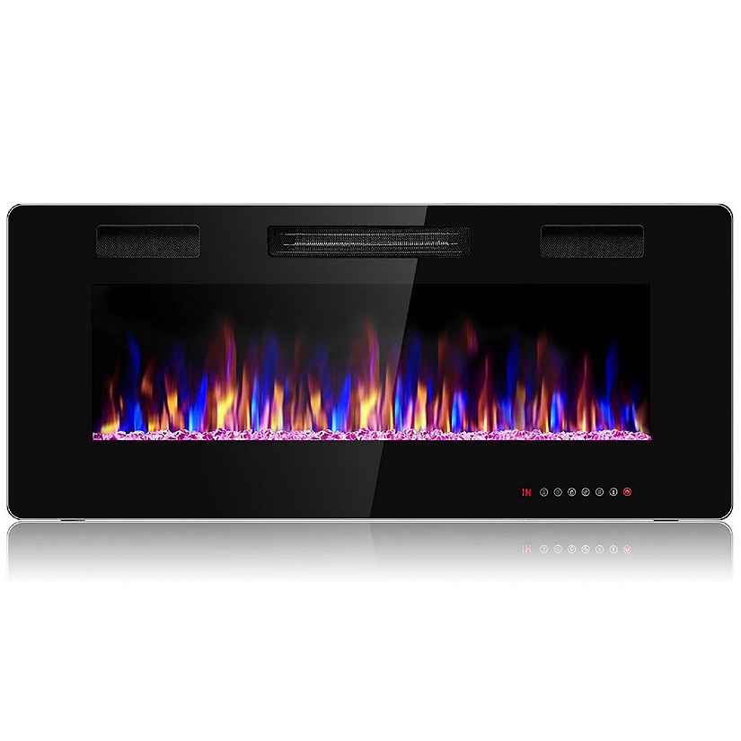 Costway 42'' Electric Fireplace Recessed Ultra Thin Wall Mounted Heater Multicolor Flame Image