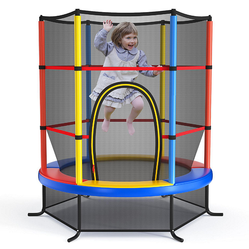 Costway 55'' Kids Trampoline Bouncing Jumping Mat Recreational Trampoline W/Enclosure Net Image