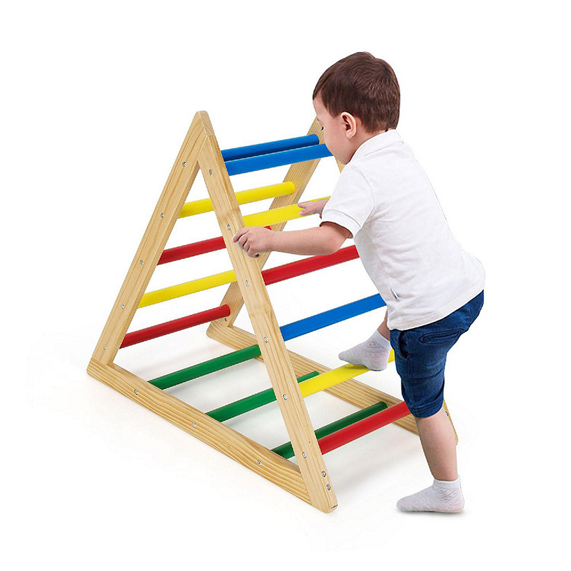 Costway Climbing Triangle Ladder, Wooden Triangle Climber, Educational Triangle Climber Image