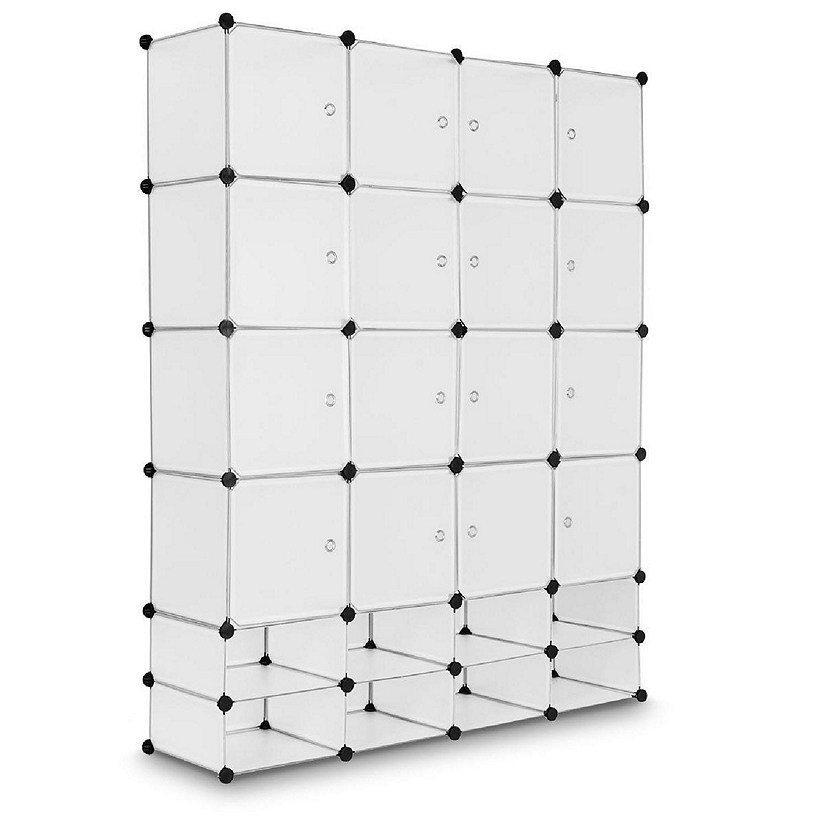 Costway DIY 24 Cube Portable Clothes Wardrobe Cabinet Closet Storage Organizer W/Doors Image