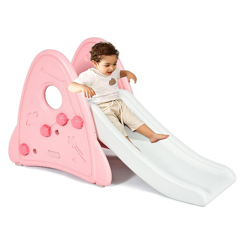 Costway Freestanding Baby Slide Indoor First Play Climber Slide Set for Boys Girls Pink Image