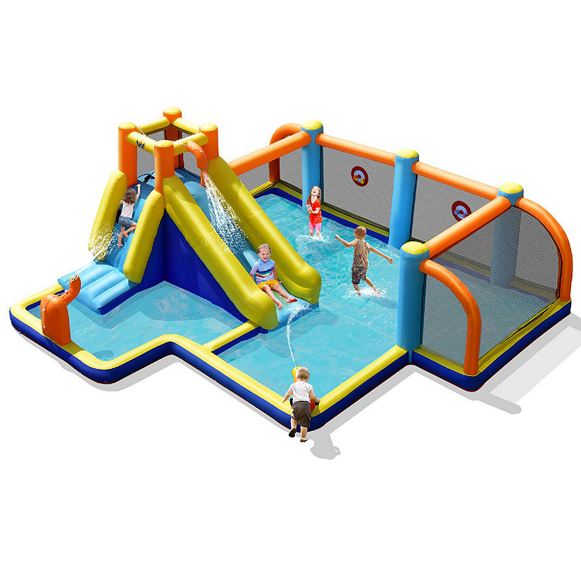 Costway Giant Soccer-Themed Inflatable Water Slide Bouncer W/ Splash Pool Without Blower Image