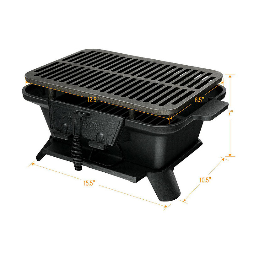 Costway Heavy Duty Cast Iron Charcoal Grill Tabletop BBQ Grill Stove for Camping Picnic Image