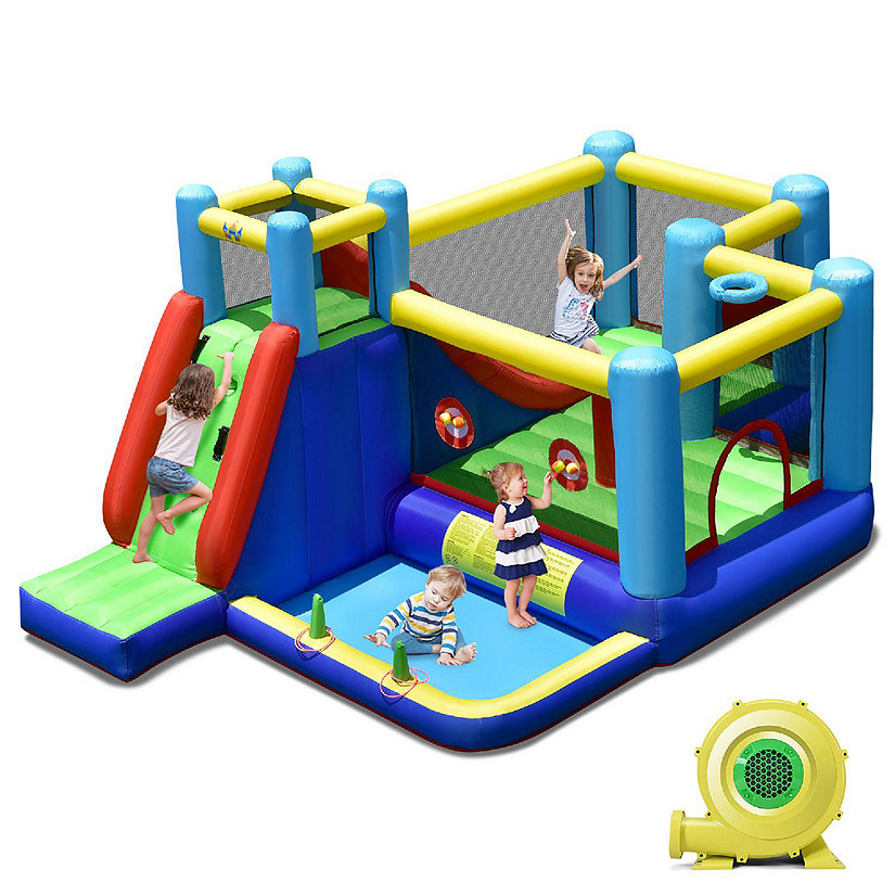 Costway Inflatable Bounce House 8-in-1 Kids Inflatable Slide Bouncer  (With 735W Blower) Image