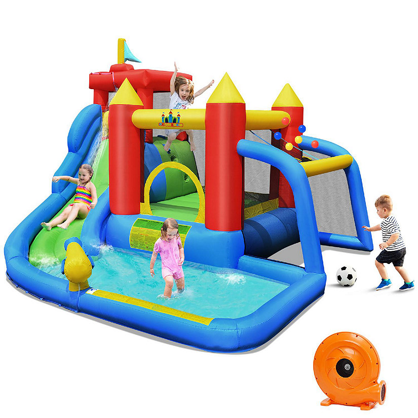 Costway Inflatable Bouncer Water Climb Slide Bounce House Splash Pool w/ Blower Image