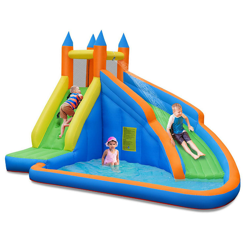 Costway Inflatable Water Slide Mighty Bounce House Castle Moonwalk Splash Pool without Blower Image