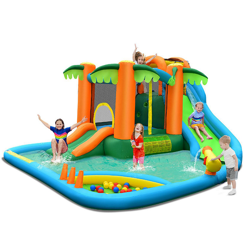 Costway Inflatable Water Slide Park Kid Bounce House w/Upgraded Handrail Blower Excluded Image
