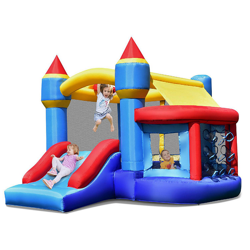 Costway InflatableBounce House Castle Slide Bouncer Kids Shooting Net/Without Blower Image