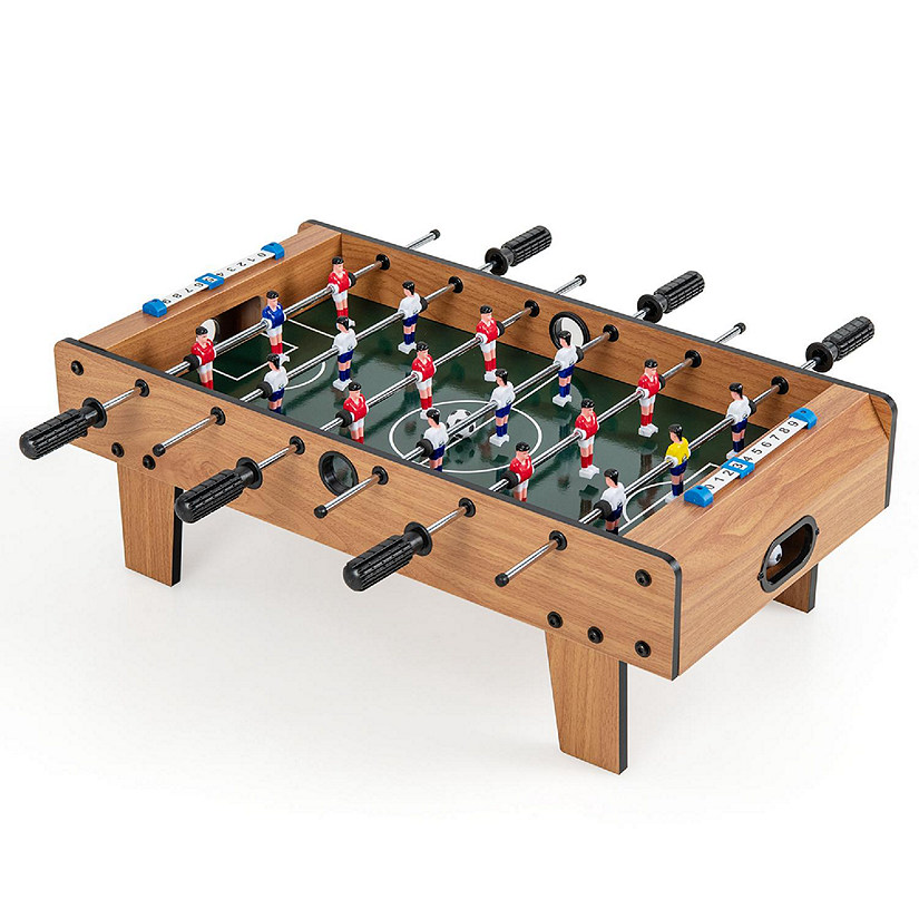 Costway Mini Foosball Table, 27in Soccer Game Table w/ 2 Footballs and Soccer Keepers, Portable Football Game Set for Kids & Adults Image