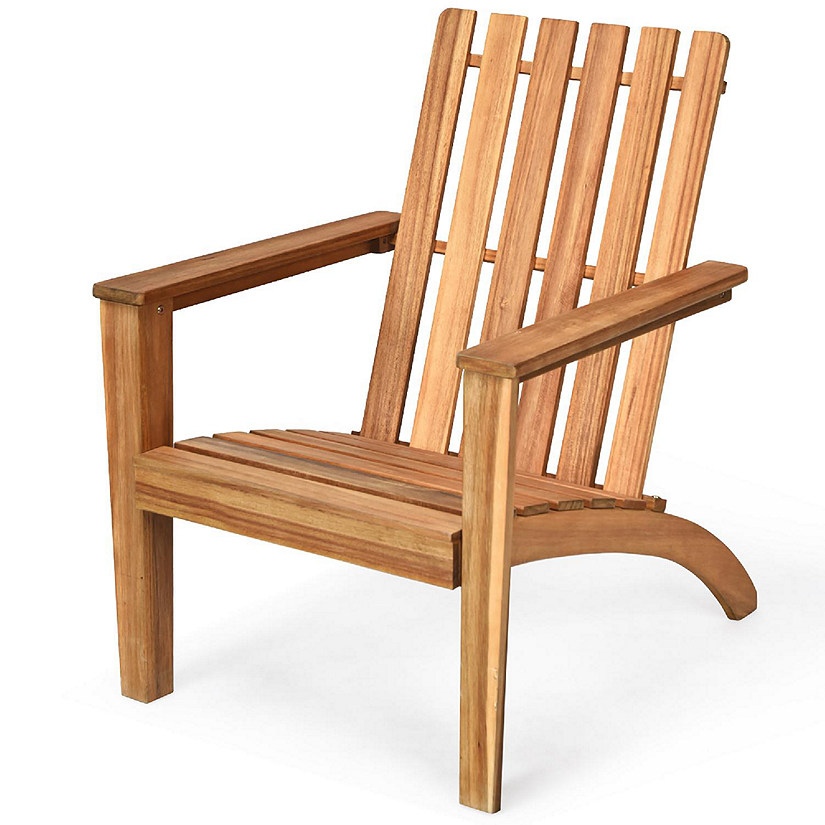 Costway Patio Acacia Wood Adirondack Chair Lounge Armchair Durable Outdoor Garden Yard Image