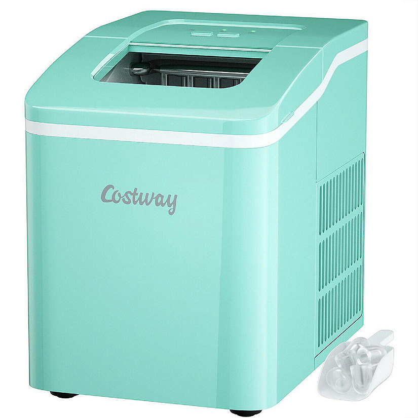 Costway Portable Ice Maker Machine Countertop 26Lbs/24H Self-cleaning w/ Scoop Green Image