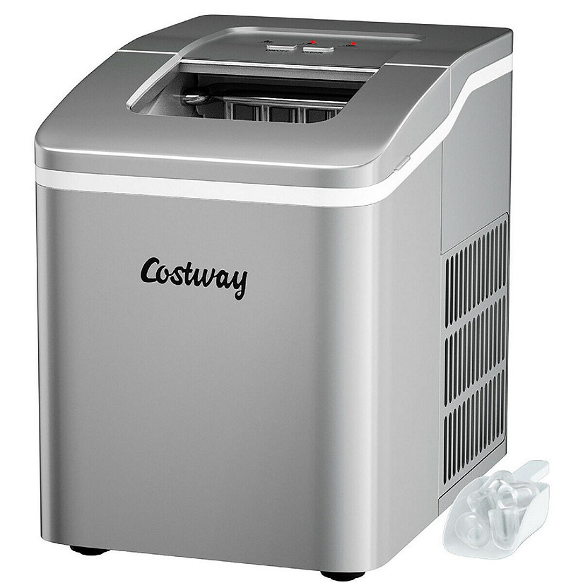 Costway Portable Ice Maker Machine Countertop 26Lbs/24H Self-cleaning w/ Scoop Silver Image