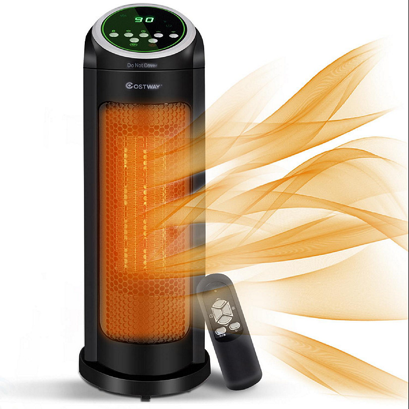 Costway Portable Oscillating PTC Ceramic Space Heater 1500W LED 12H Timer Remote Control Image