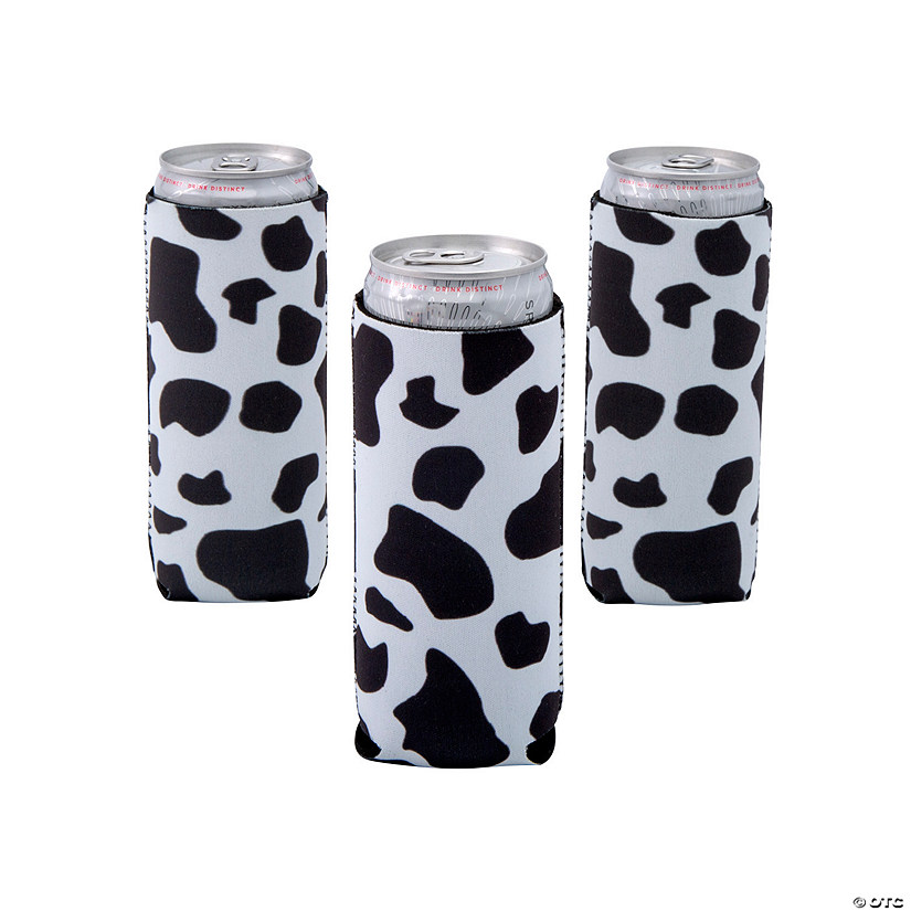 Cow Print Premium Slim Fit  Can Coolers - 12 Pc. Image