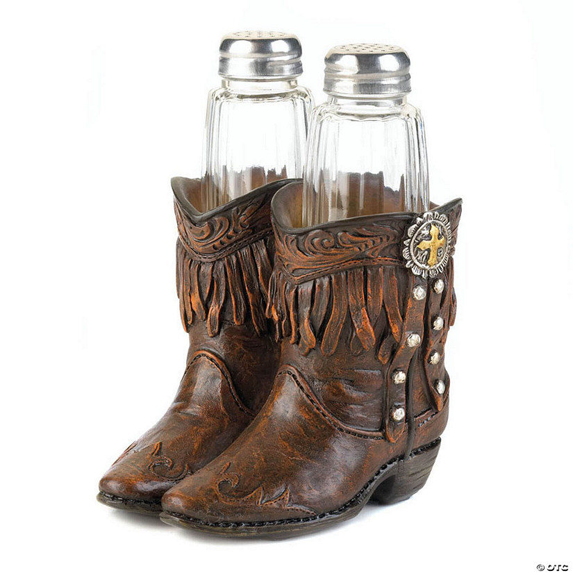 Cowboy Boots S & P Shakers Holder Set 4.25X4.25X5.62" Image