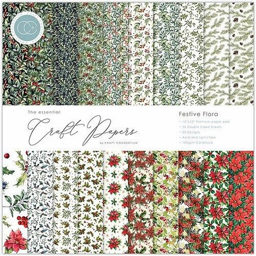 Craft Consortium Festive Flora 12x12 Premium Paper Pad Image