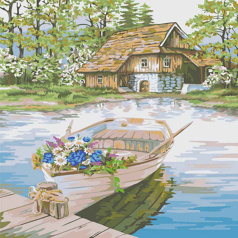 Crafting Spark - Painting by Numbers kit Crafting Spark Boat with Flowers A105 19.69 x 15.75 in Image