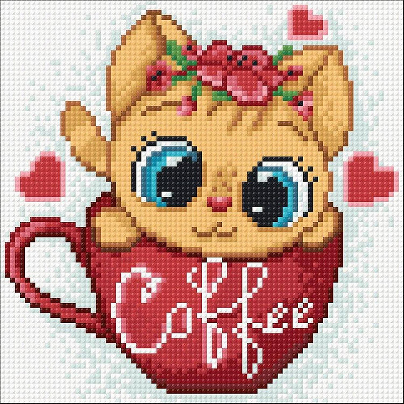 Crafting Spark (Wizardi) - Coffee Cat CS2707 7.9 x 7.9 inches Crafting Spark Diamond Painting Kit Image