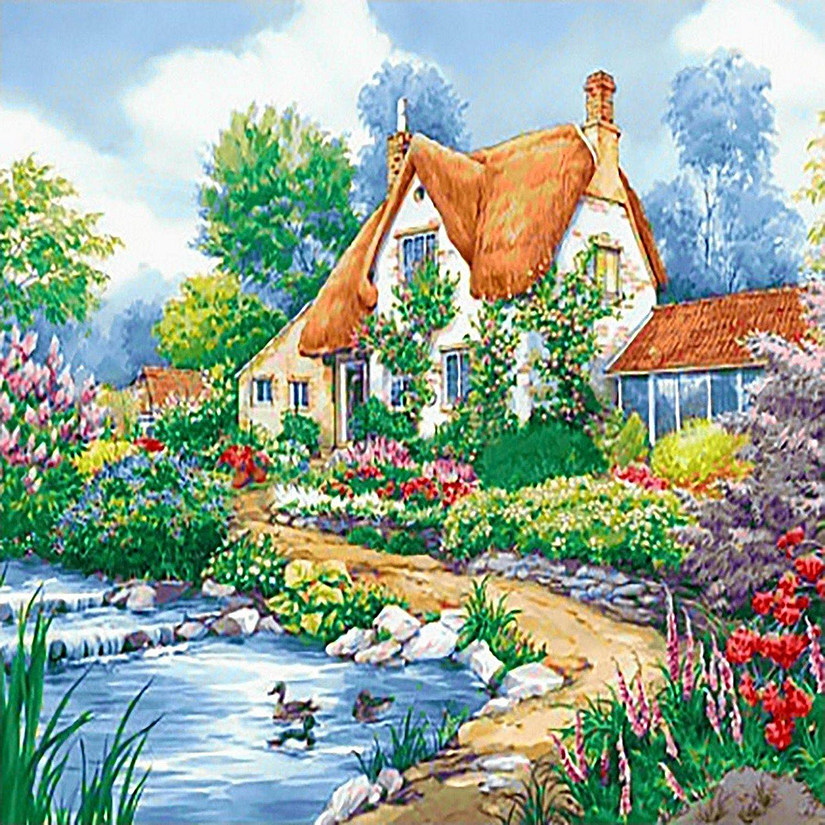 Crafting Spark (Wizardi) - Duck Pond Cottage WD2404 14.9 x 18.9 inches Wizardi Diamond Painting Kit Image