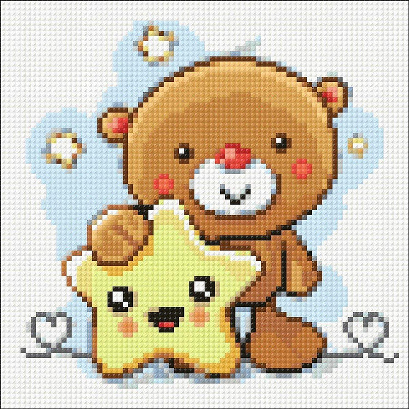 Crafting Spark (Wizardi) - Little Bear with Star CS2355 7.9 x 7.9 inches Crafting Spark Diamond Painting Kit Image