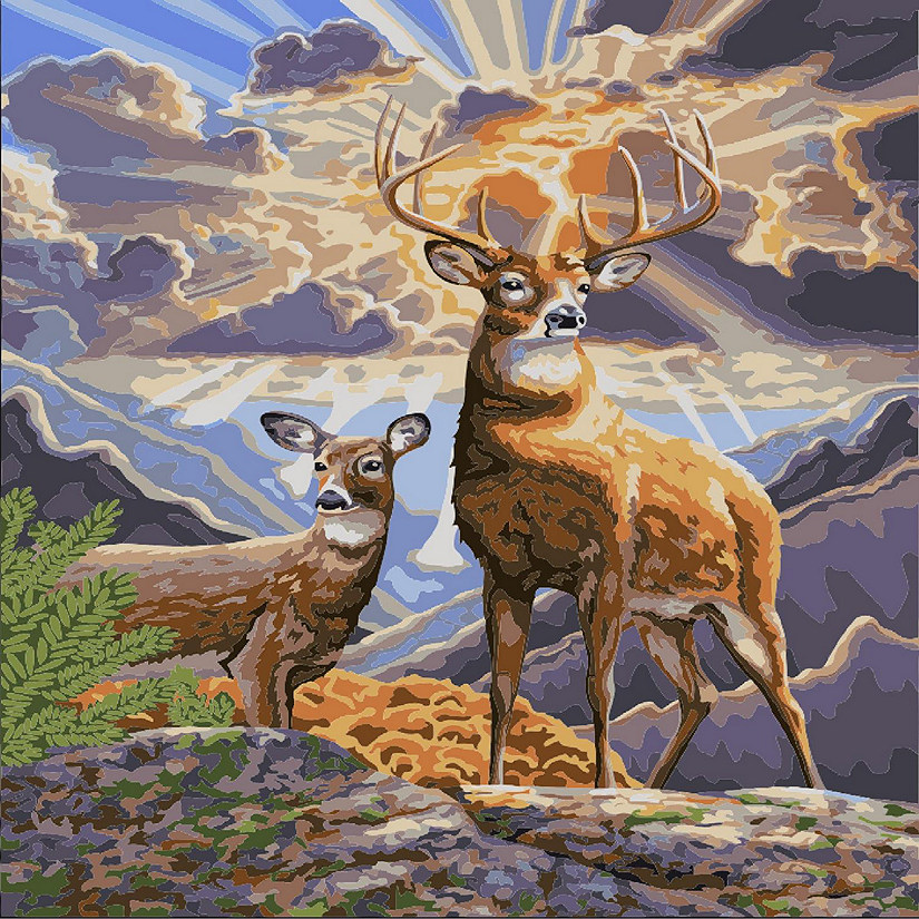 Crafting Spark (Wizardi) - Painting by Numbers kit Crafting Spark Winter Deers H062 19.69 x 15.75 in Image
