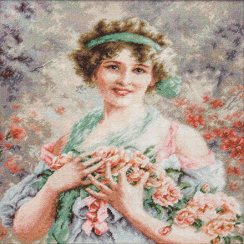 Crafting Spark (Wizardi) - The Girl with Roses B553L Counted Cross-Stitch Kit Image